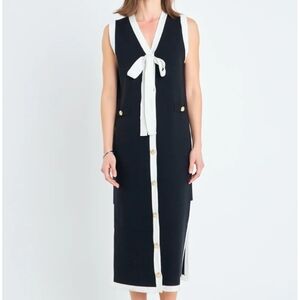 English Factory Bow Button-Front Knit Midi Dress NWT